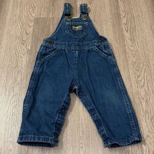 Vtg Oshkosh B'Gosh Denim Blue Jean Overalls 12 Month‎ Made In USA Plain
